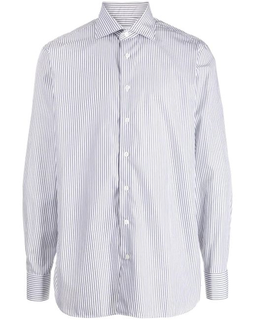 Lardini Blue Striped Cotton Shirt for men