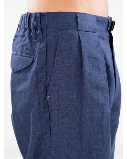 White Sand Blue Pantalon En Lin À Plis for men