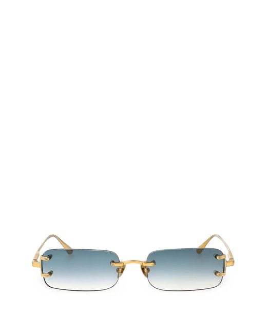 Linda Farrow Blue Taylor Rectangle-Frame Sunglasses