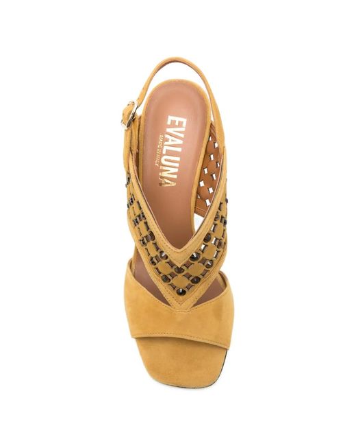 Evaluna Metallic Square-Toe Embellished Sandals