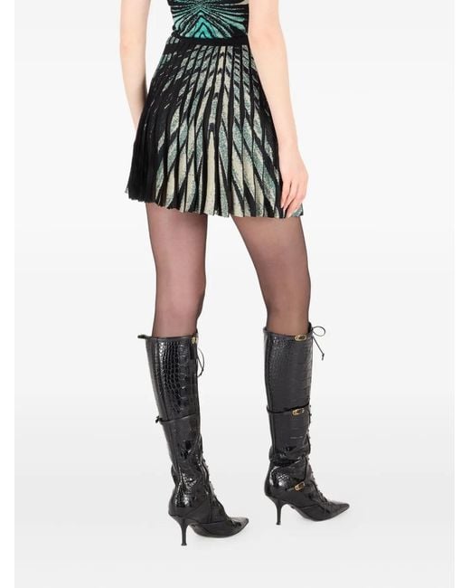 Roberto Cavalli Blue Pleated Mini Skirt