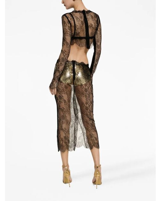 Dolce & Gabbana Gray Semi-sheer Midi Skirt