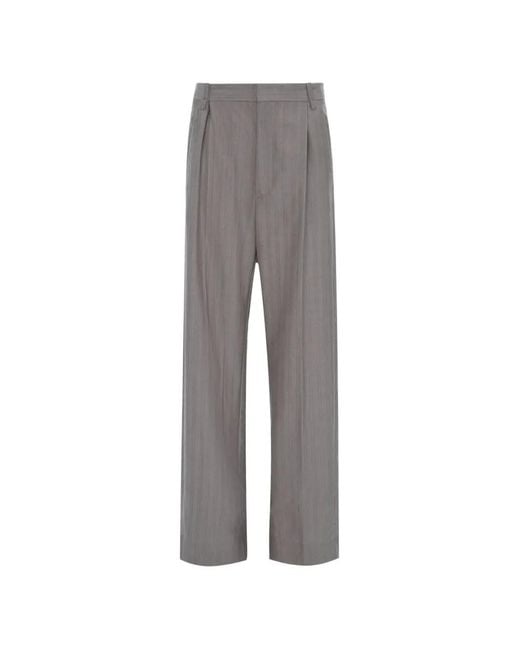 Victoria Beckham Gray Pleated-Waist Trousers