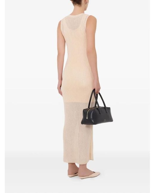 Loulou de Saison White Icaria Semi-Sheer Ribbed Knitted Maxi Dress