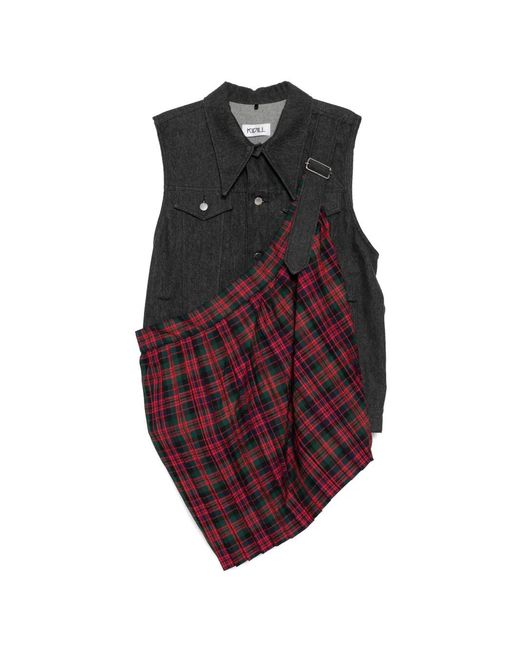 Kidill Red Plaid Denim Jacket for men