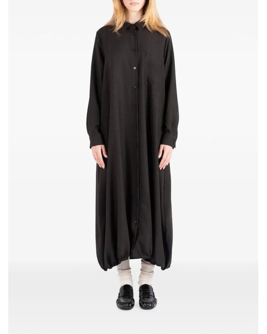 Societe Anonyme Black Elasticated-Hem Maxi Shirt Dress
