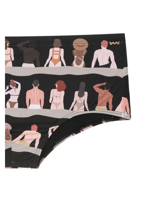 Amir Slama Black Graphic-Print Swim Trunks for men