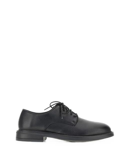 Calce Black Grainy-Leather Derby Shoes for men