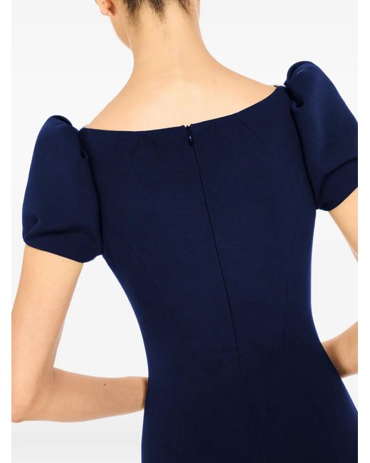 Jenny Packham Blue Vienna Embellished Puff-Sleeve Midi Dress