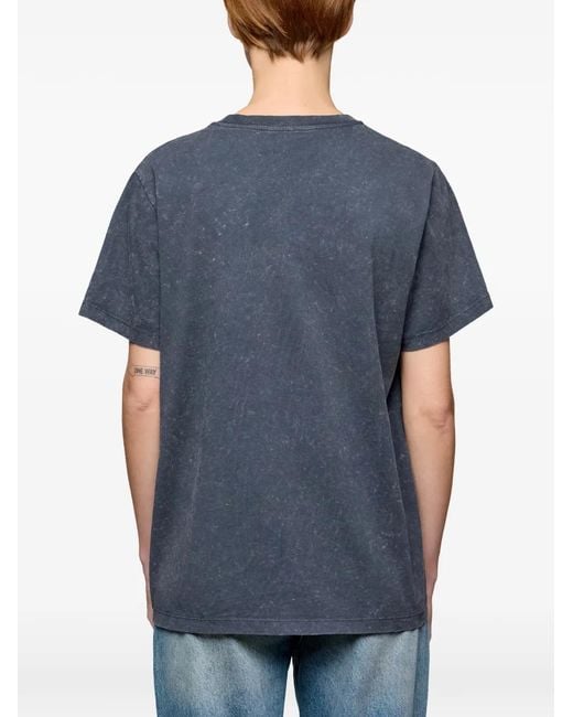 Ganni Blue T-Shirt With Rose