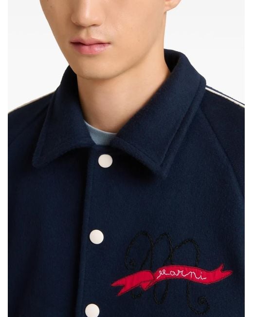 Marni Blue Embroidered Bomber Jacket for men