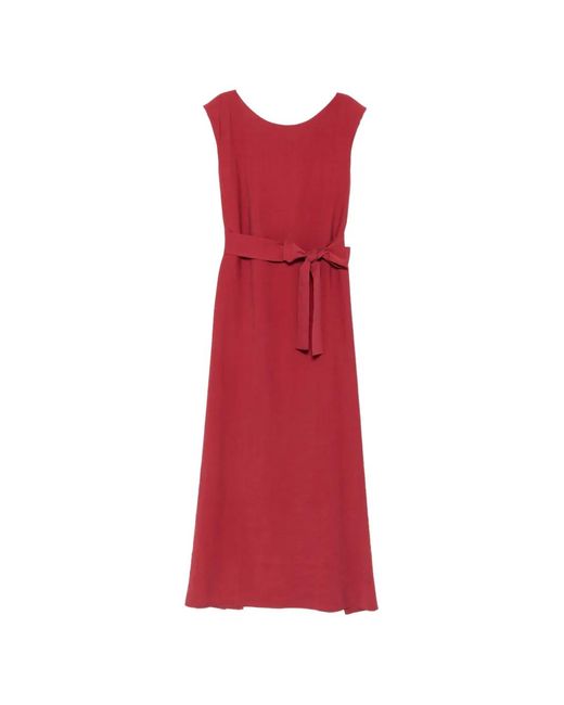MOUTAKI Red Belted Maxi Dress