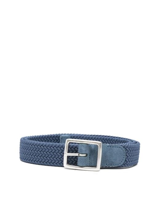 Dell'Oglio Blue Suede Braided Belt for men