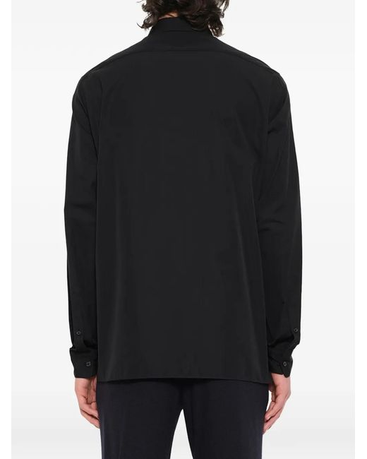 Lanvin Black Graphic-Print Small-Collar Shirt for men