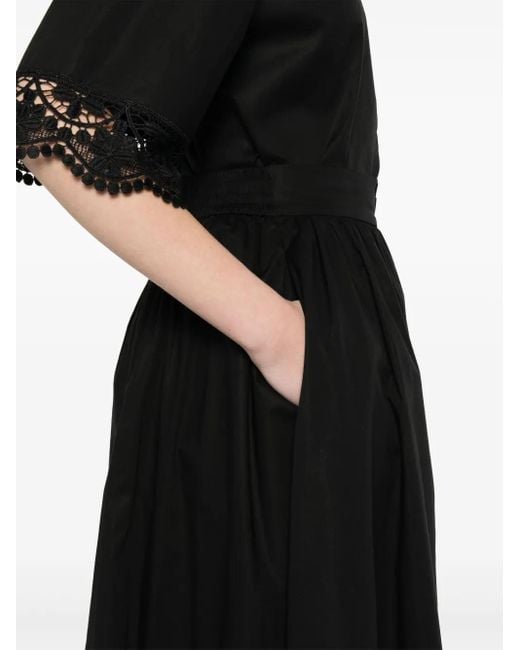 Twinset Black Lace-Trim Midi Skirt