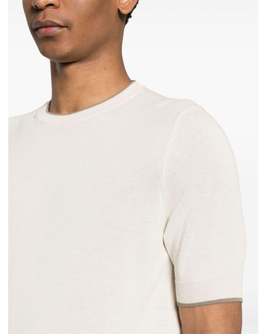 Peserico White Short-sleeve Cotton Jumper for men