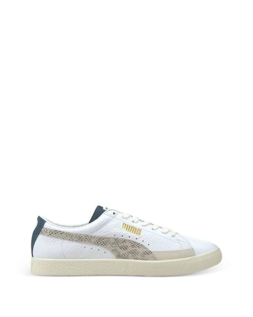PUMA White Basket Snakeskin-Effect Sneakers for men