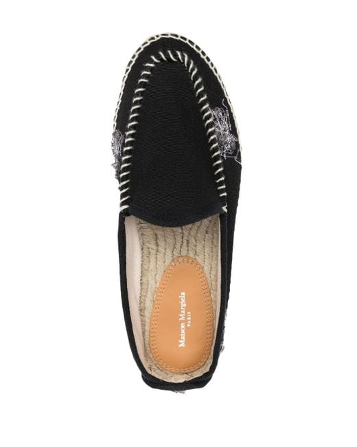 Maison Margiela Black Embroidered Canvas Espadrilles