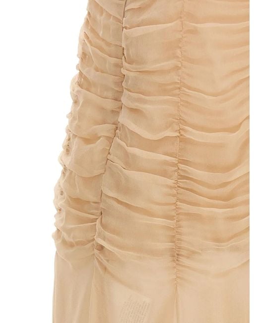 Giovanni bedin White Smocked Silk-Chiffon Dress