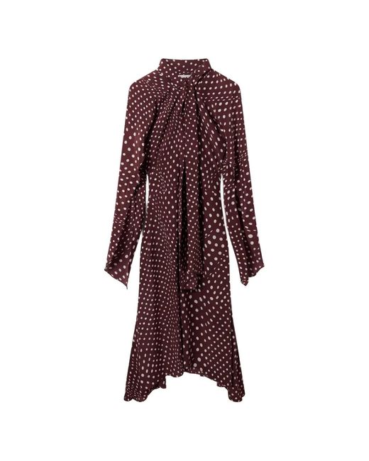 Stella McCartney Purple Polka-Dot Tie-Neck Asymmetric Dress