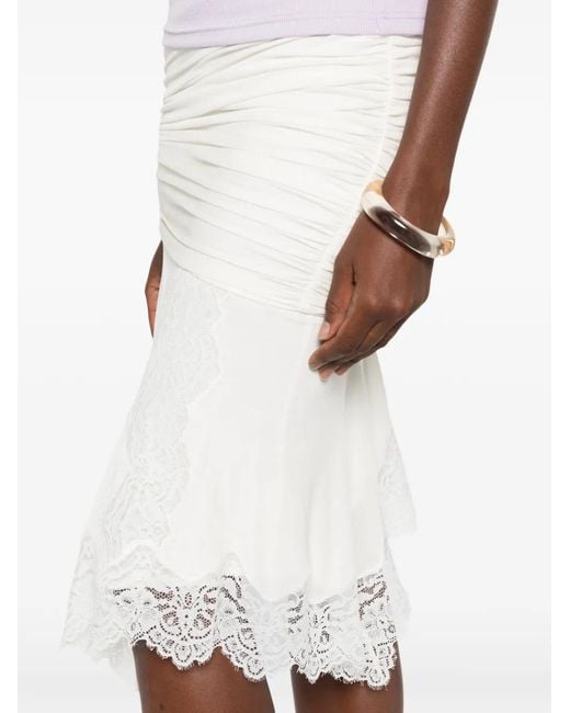 Christopher Esber White Lace-Trim Gathered Mini Skirt