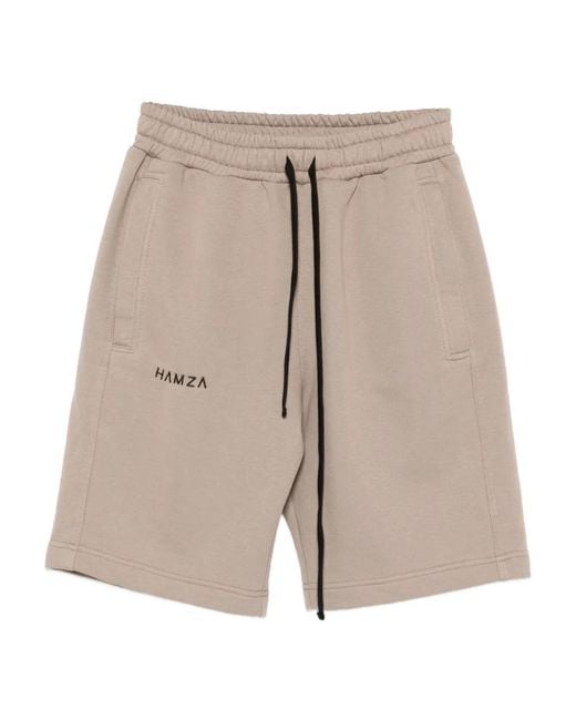 Hamza Natural Cotton-Blend Track Shorts for men