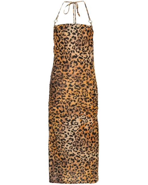 Vestido con estampado de leopardo Just Cavalli de color Metallic