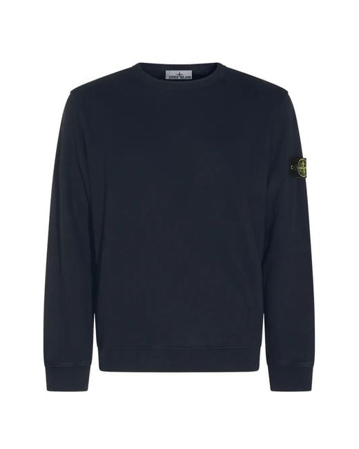 Stone Island Blue Logo-Patch Crew-Neck Sweater for men