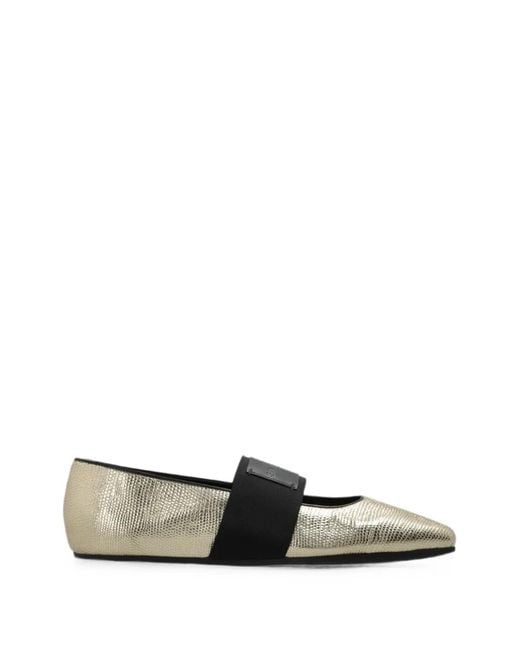 Givenchy White Sliced Metallic Leather Ballet Flats