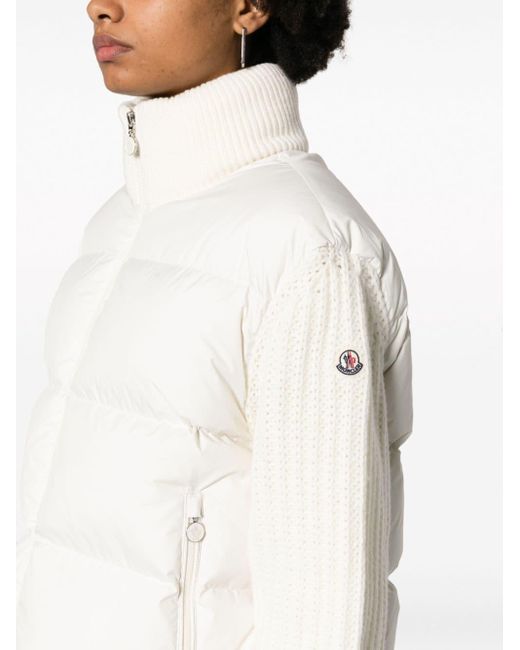 Moncler White Knit-sleeve Padded Jacket