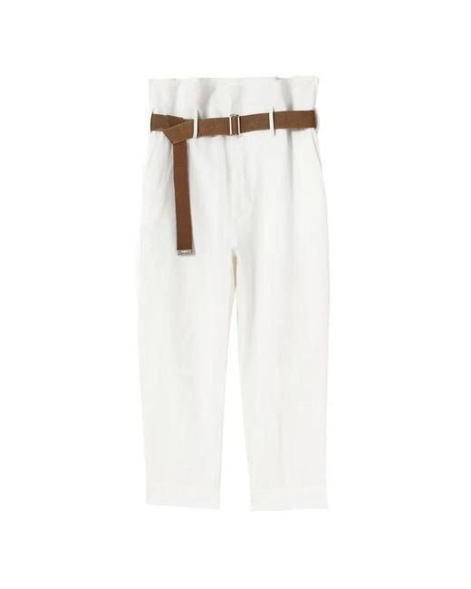 Plan C White Pantalon À Taille Haute