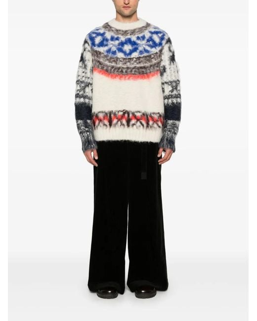 Sacai Gray Brushed-Effect Sweater for men