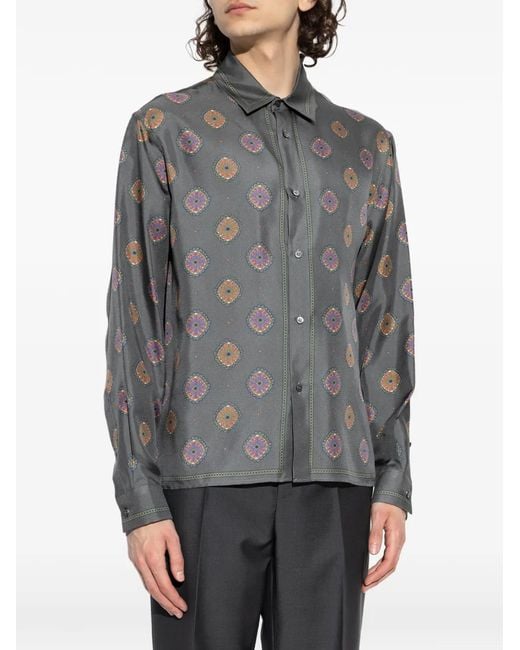 Versace Gray Chemise Imprimée En Soie for men