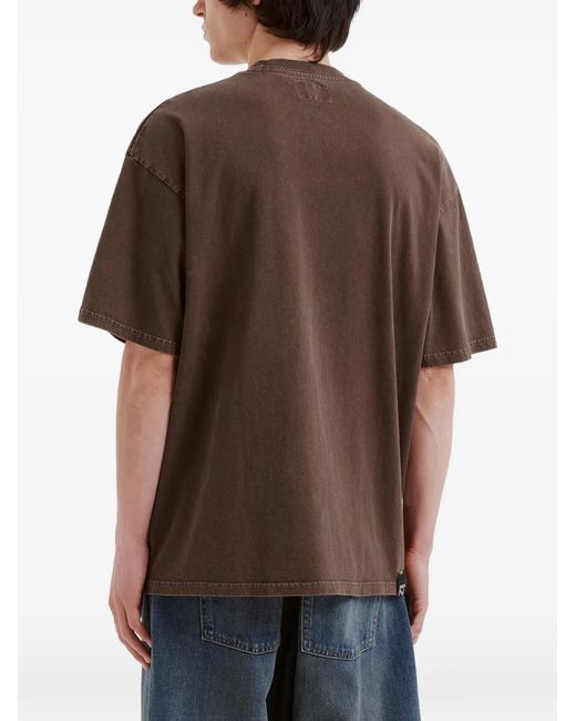 Izzue Brown Graphic-Print Cotton T-Shirt for men