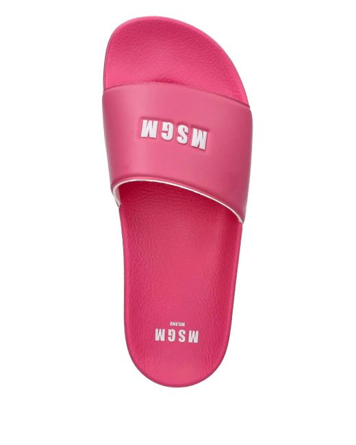 MSGM Pink Logo-Embossed Slides