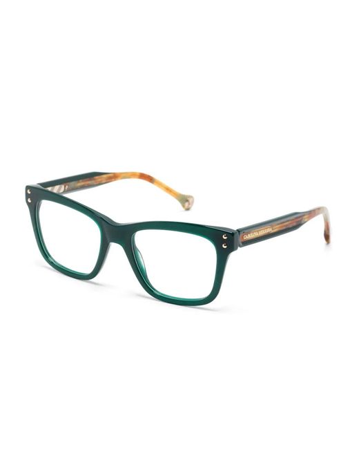 Carolina Herrera Green Square Acetate Engraved Glasses