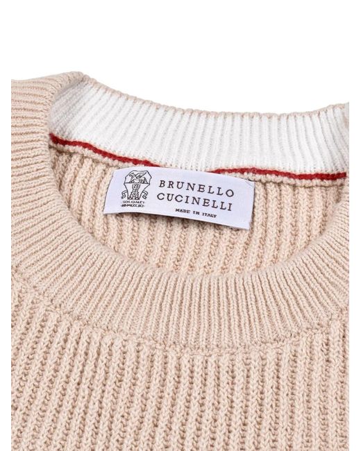Brunello Cucinelli Natural Rib-Knit Sweater for men