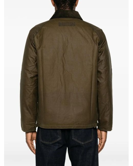 Barbour Green Corduroy-Collar Zip-Fastening Jacket for men