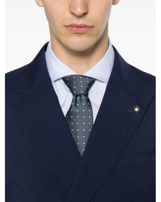 Manuel Ritz Blue Double-Breasted Peak-Lapel Suit for men