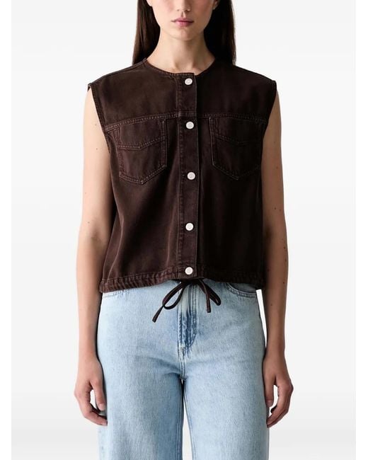 Marc O' Polo Black Drawstring-Hem Sleeveless Denim Vest
