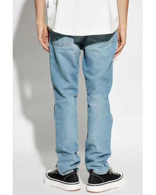 Palm Angels Blue Light Wash Cotton Jeans for men