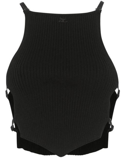 Courreges Black Ribbed Crop Top