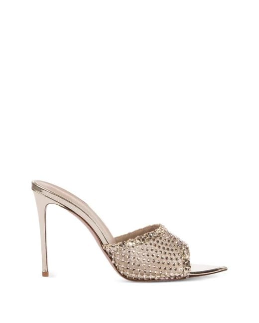 Le Silla White Crystal-Embellished Pointed-Toe Sandals