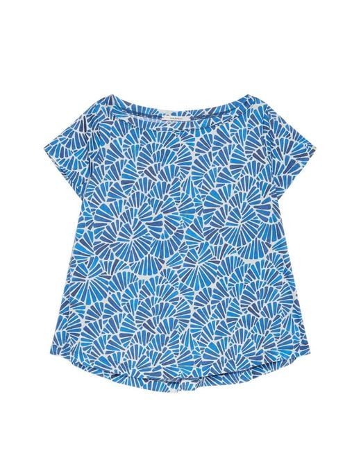 Maliparmi Blue T-Shirt Imprimé À Col Bateau
