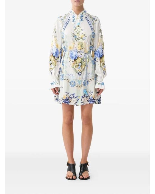 CAMILLA My Homespun Heart Mini Shirt Dress in Blue | Lyst