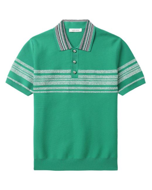 Wales Bonner Green Striped Polo Shirt for men