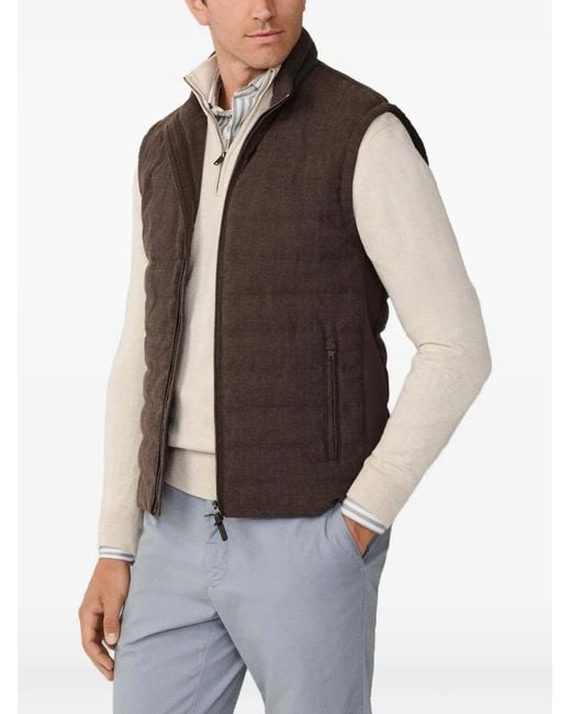 Hackett Brown Herringbone-Pattern Gilet for men