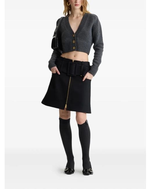 Patou Black Elbow-Patch Button Cardigan