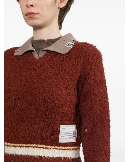 Maison Mihara Yasuhiro Red Distressed Jumper