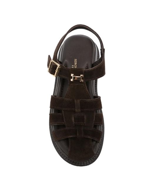 SERGIO MORETTI FIRENZE Black Buckle-Fastening Caged Sandals